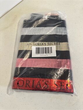 Victoria's Secret Black, White, Gold, Pink, Red Sequin Striped Phone Sleeve